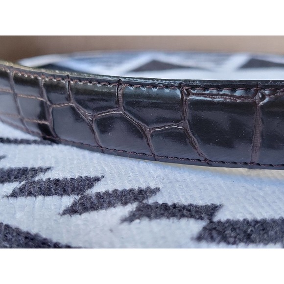 Perry Ellis Authentic Crocodile Italia Leather Belt Size Small. Burgundy Brown. - Picture 8 of 8
